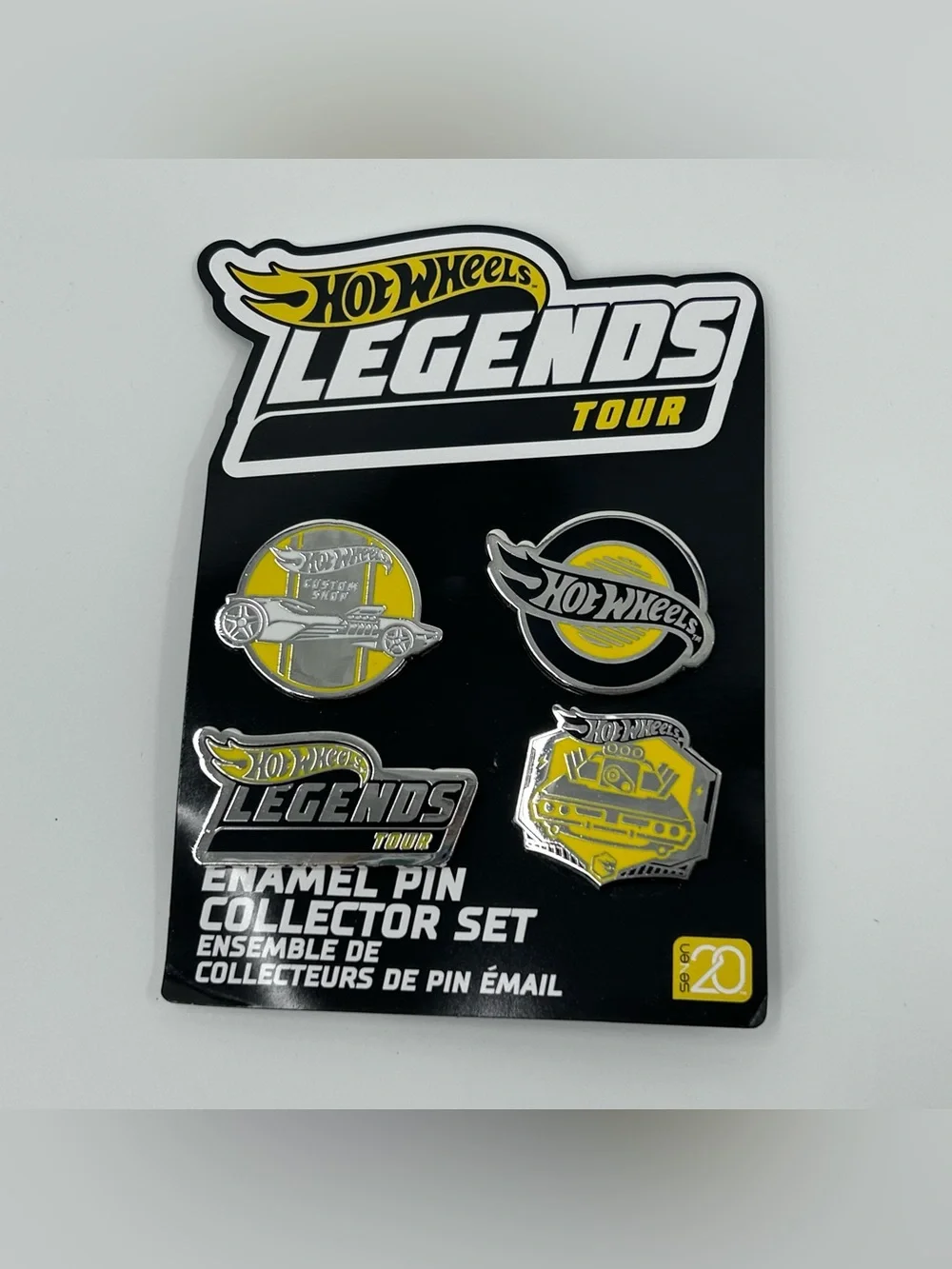 Hot Wheels Legends Tour Yellow & Black Enamel Pin Collector Set